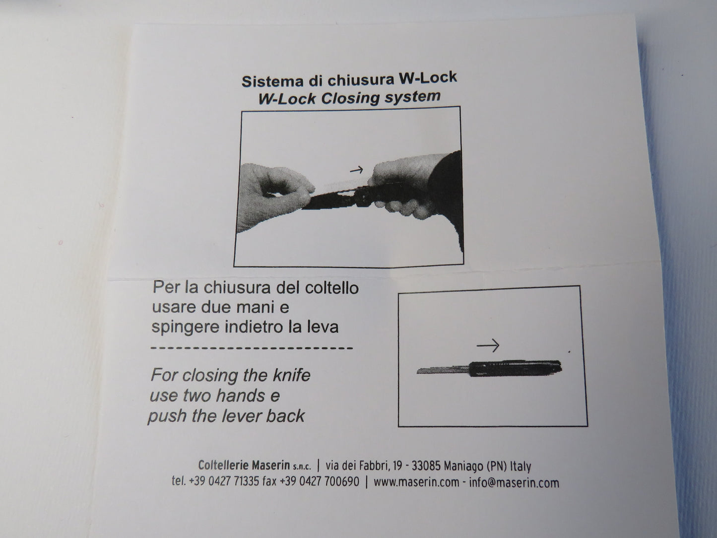 Coltello 371/B by Coltellerie Maserin